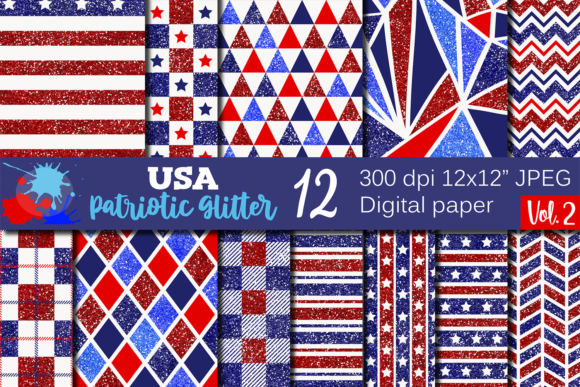 4th of July Patriotic Glitter Patterns: Elevate Your Creative Projects with Star-Spangled Style