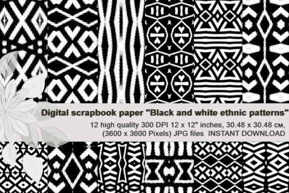 Black-White Aztec Ethnic Patterns: A Bold Design Resource for Digital and Print Projects