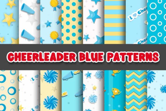 Cheerleader Blue Digital Patterns Papers