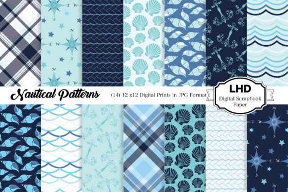 Digital Papers - Nautical Sea Patterns: A Versatile Resource for Creatives and Professionals