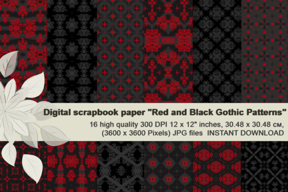 Red and Black Seamless Gothic Patterns