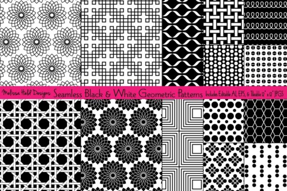 Seamless Black Geometric Patterns: A Versatile Design Resource