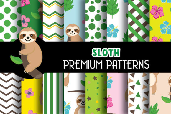 Sloth Digital Papers Patterns for Creative Projects