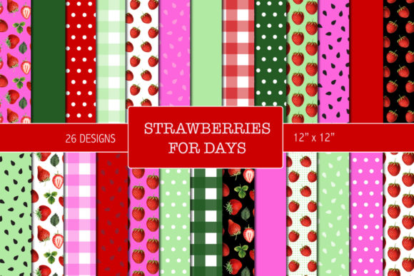 Summer Strawberry Patterns: Creative Possibilities with a 26-Design Digital Paper Pack