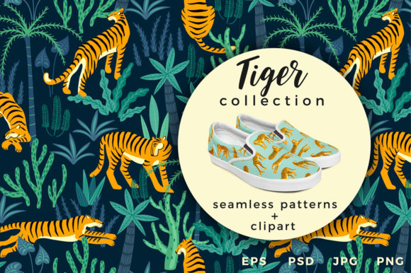 Tiger Collection Patterns Clipart: A Versatile Vector Design Resource for Creative Projects