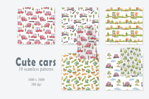 Watercolor Car Digital Seamless Patterns for Creative Projects That Delight
